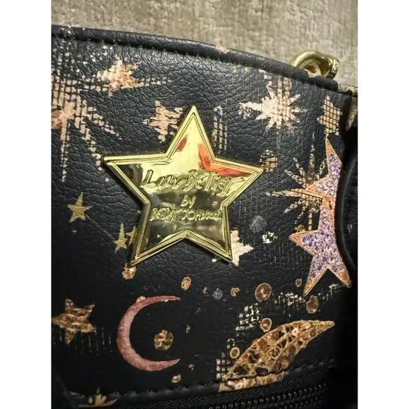 Betsey Johnson Black and Gold Starry Satchel - Picture 2 of 14